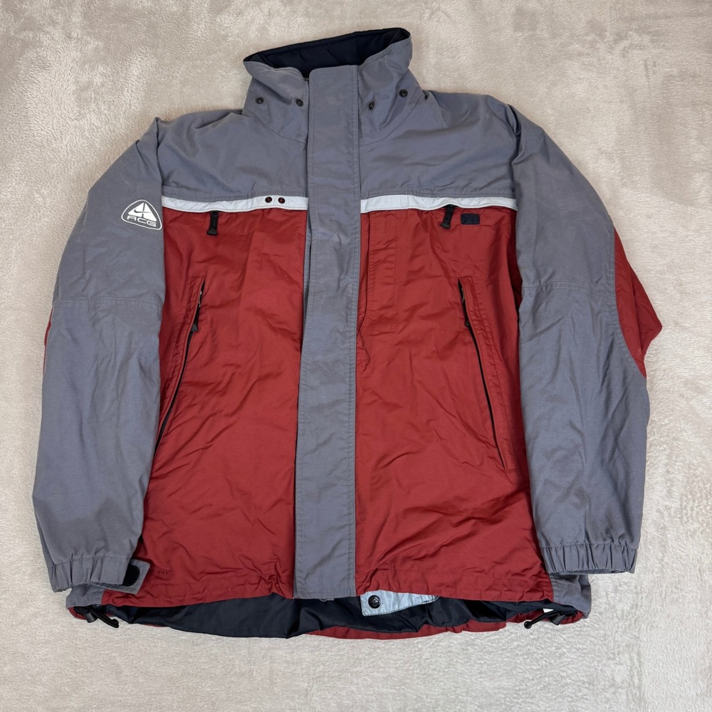 VTG 90s Nike ACG 3 Storm Fit Out Layer Windbreaker Jacket Mens L Red Preowned‎